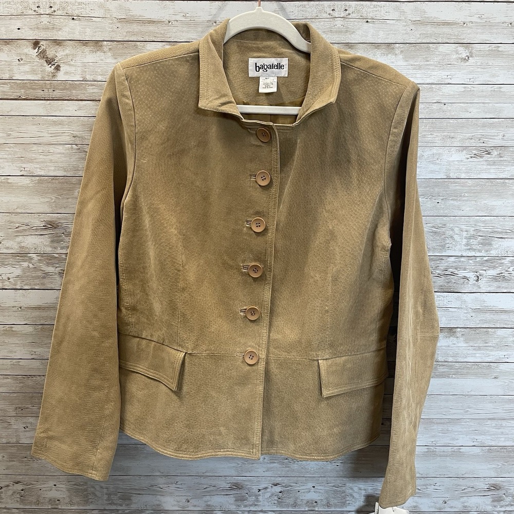 NWT Bagatelle Womens 14 Jacket Tan Gold Leather Button‎ Up Lined Pockets NEW